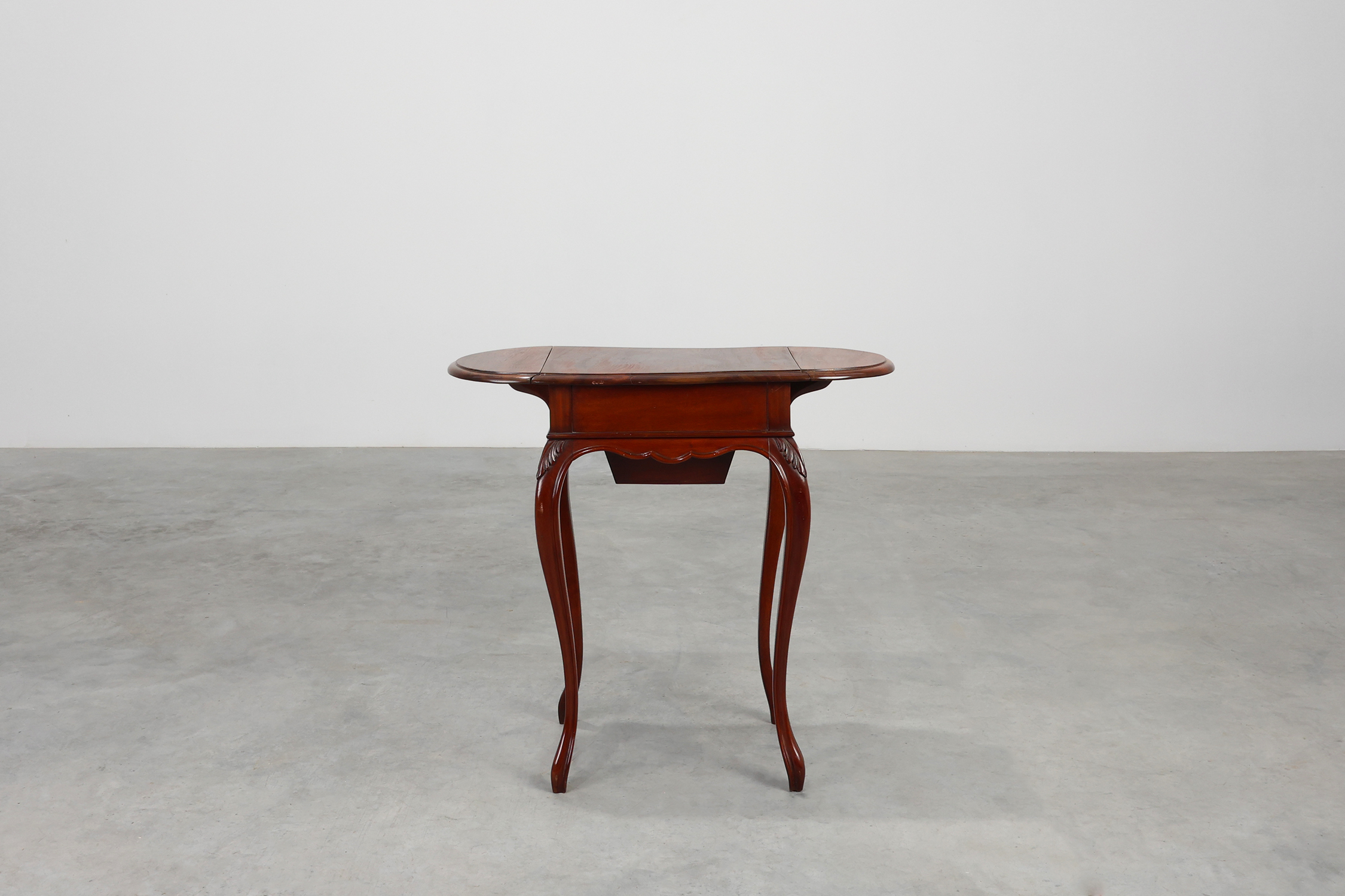 Late 19th‑Century French Louis XV Style Walnut Side Table with Drawer and Side Leavesthumbnail